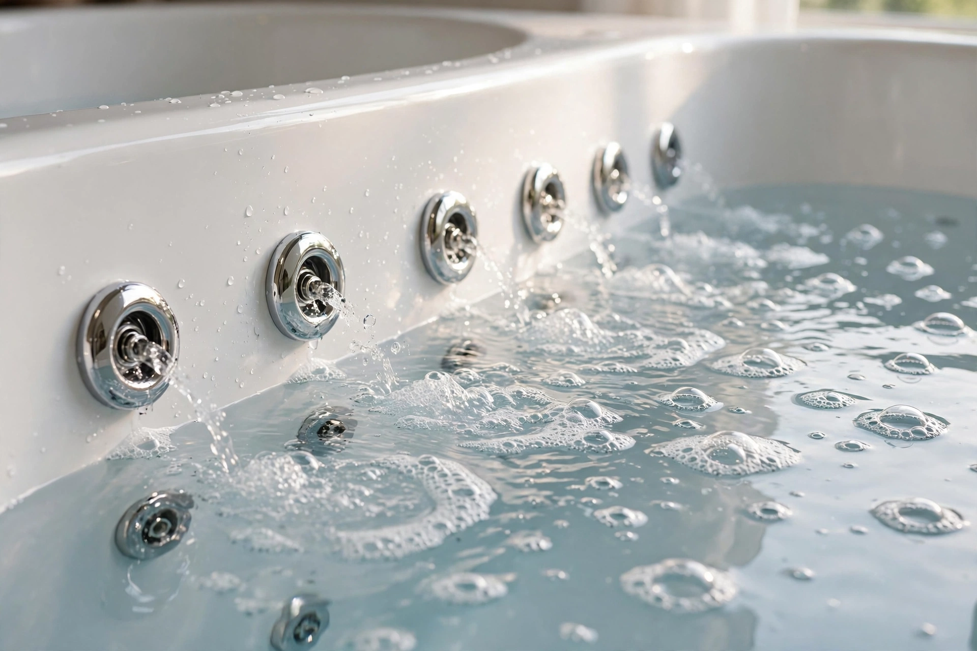 Water jets inside a clean jetted tub